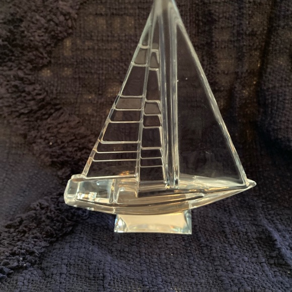 J. G. Durand Clear Cut Glass Sailboat - Picture 6 of 7